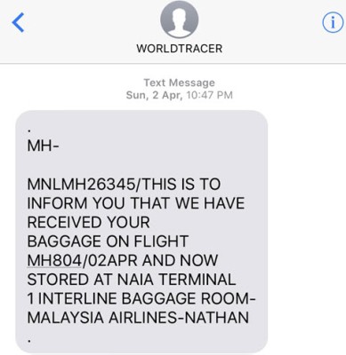 SMS konfirmasi dari pihak bandara - Wira Asmo