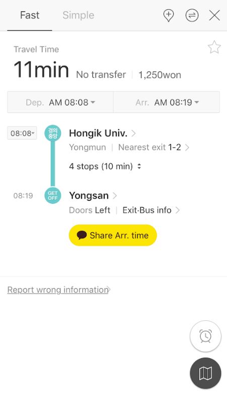 Menuju Stasiun Yongsan dibantu aplikasi Kakao Metro - Cara Membeli Tiket ITX Train ke Nami Island