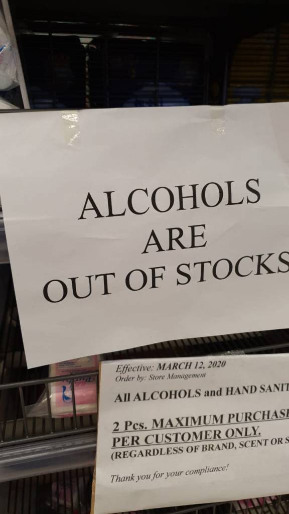 Alcohols are out of stocks